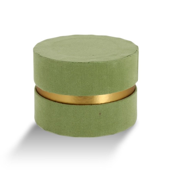 SCATOLA TONDA D8.5 H6.5 VERDE VELLUTO MARTELLATO